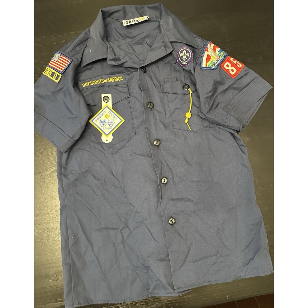 Boys Official BSA Boy Scout Cub Scout Short Sleeve Shirt ~ Blue ~ Youth Medium